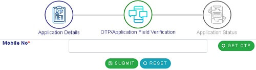 Application status enter mobile number to receive OTP
