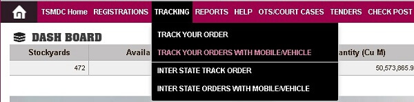 ssmms online order tracking with mobile or vehicle link